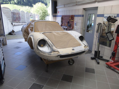Ferrari Dino 246 GTS - 1973, Oldtimer-Restauration im Kfz-Fachbetrieb Preussler in Radstadt, Österreich