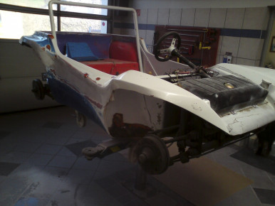 VW Buggy, 1971 für Salzburger Strongman Franz Müllner, Oldtimer-Restauration, Airbrush Lackierung im Kfz-Fachbetrieb Preussler in Radstadt, Österreich